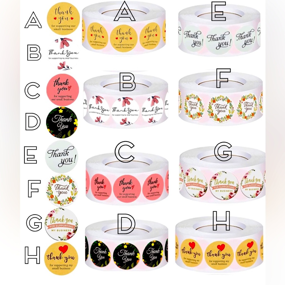 Thank You Stickers for small business posh closet 500 ct 1 inch Select option